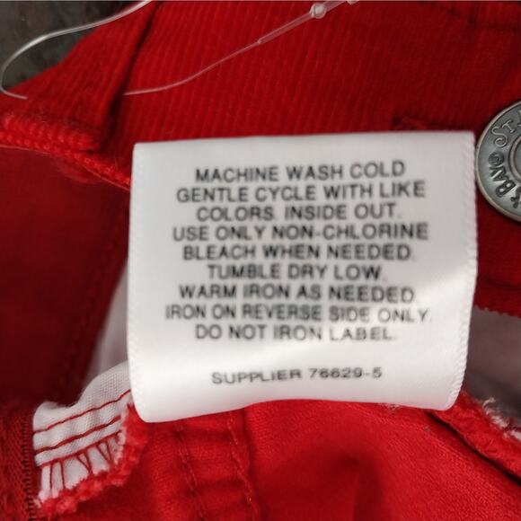 NWT@$49! ST. JOHN'S BAY! ROUGE RED FINE WALE CORDUROY FLARE PANTS, JEANS! SZ 16 - Picture 11 of 12